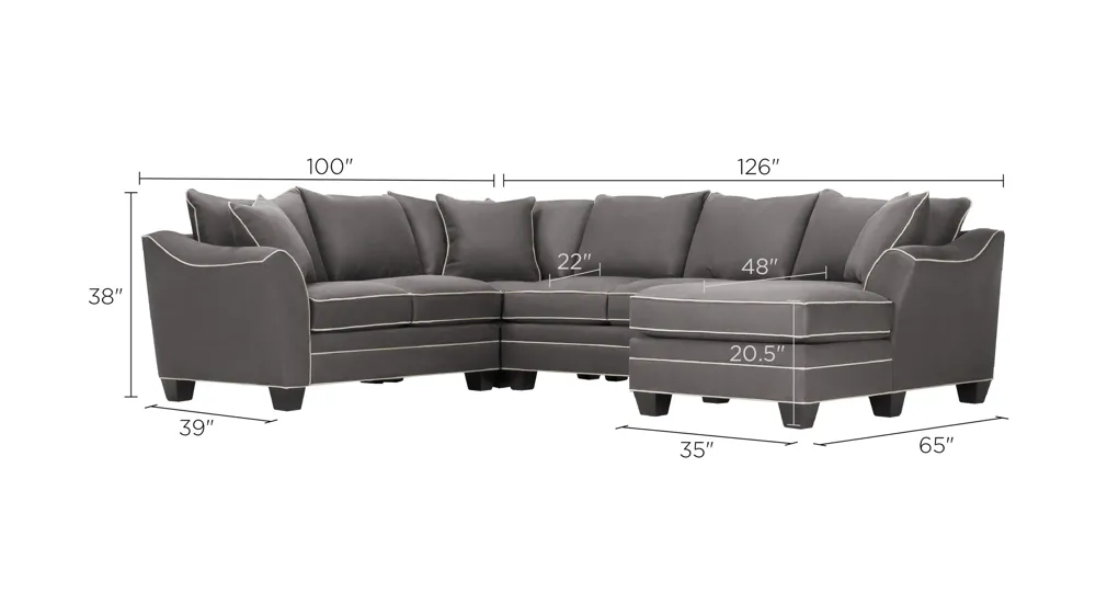 Foresthill 4-pc. Sectional w/ Right Arm Facing Chaise Dimensions