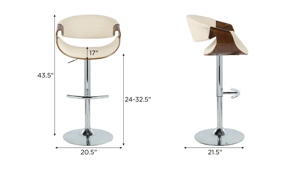 Symphony Adjustable Barstool - Set of 2 Dimensions
