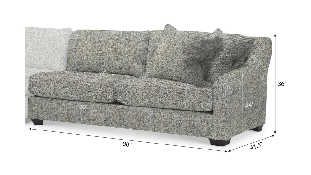 Thatcher Right Arm Facing Loveseat Dimensions