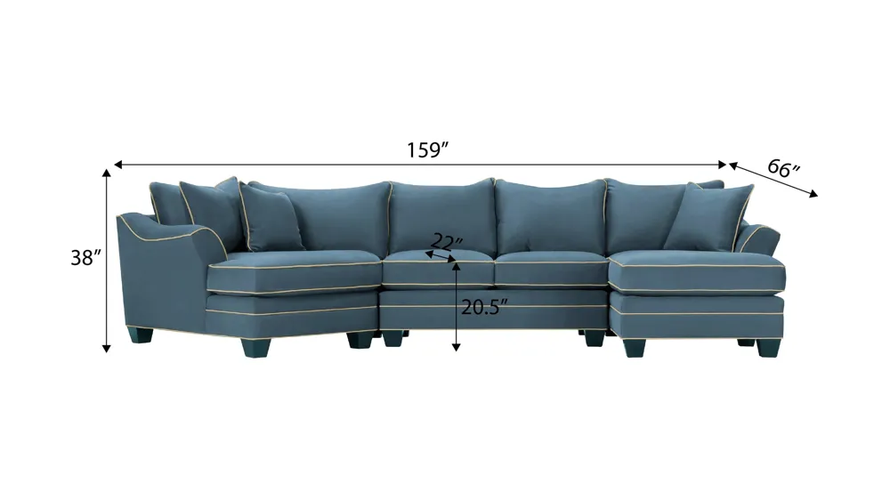 Foresthill 3-pc. Right Hand Facing Sectional Sofa Dimensions