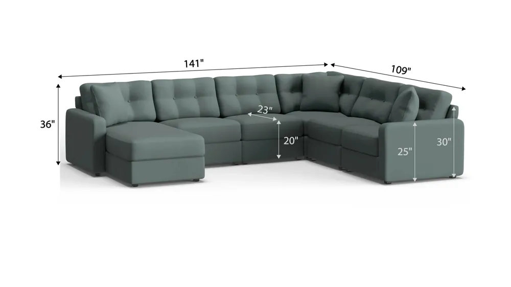 ModularOne 6-pc. Sectional Dimensions