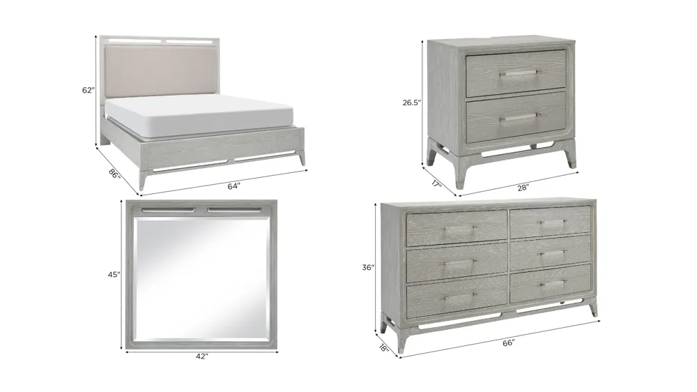 Caprice 4-pc. Bedroom Set Dimensions