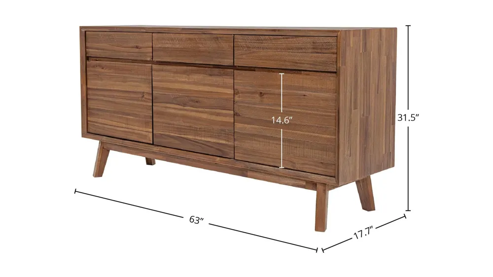 Gia Sideboard - Warm Pecan Dimensions
