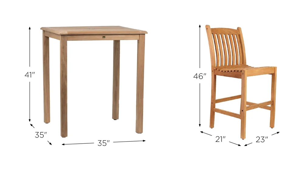 Byrd 4-pc. Outdoor Bar Table Set Dimensions
