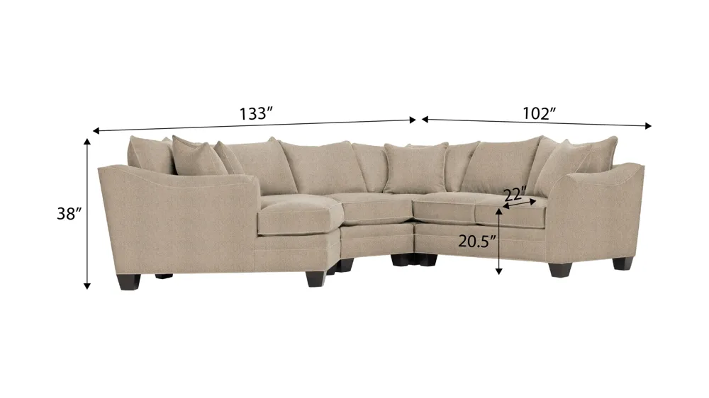 Foresthill 4-pc. Left Hand Cuddler Sectional Sofa Dimensions