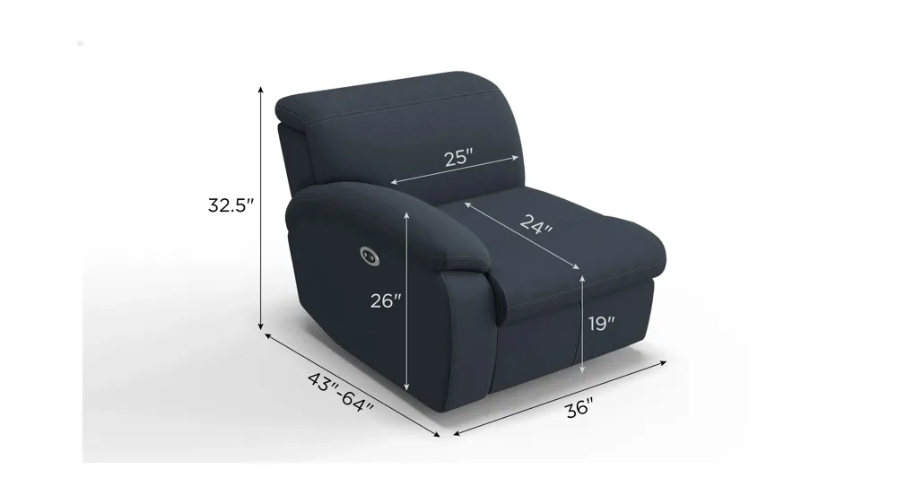 Enbright Microfiber Left Arm Facing Power Recliner w/ Ratchet Headrest Dimensions