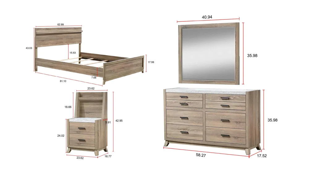 Tilston 4-pc. Bedroom Set Dimensions