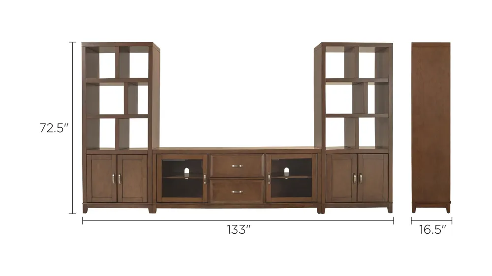 Granthom 3-pc. Wall Unit w/ 72" TV Console Dimensions