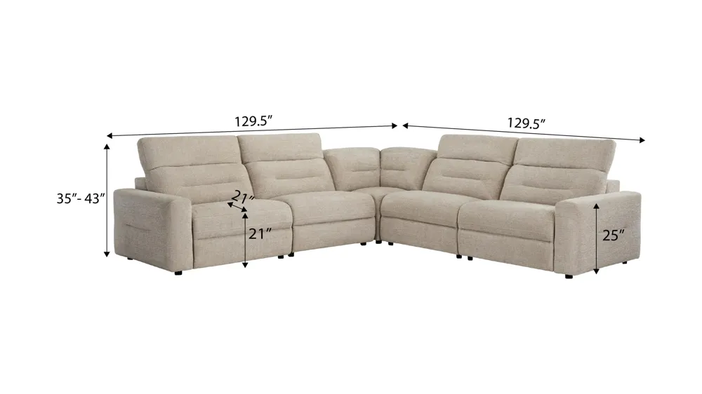 Bradbury 5-pc. Sectional Dimensions