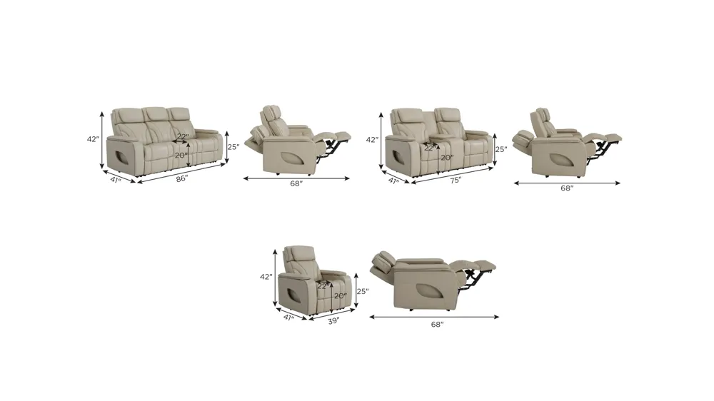 Avis Living Room Set Dimensions