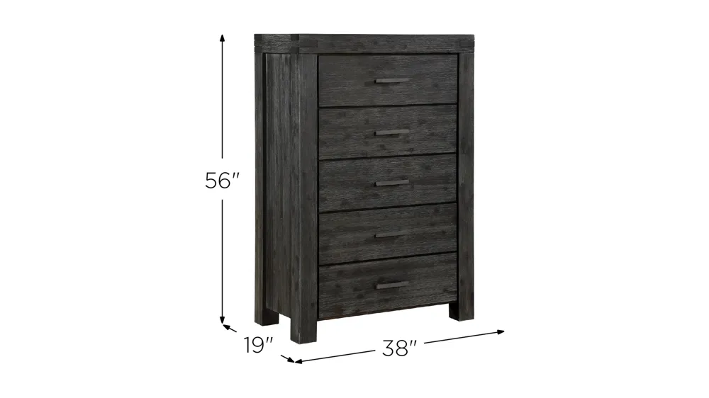 Meadow Five Drawer Solid Wood Chest Dimensions