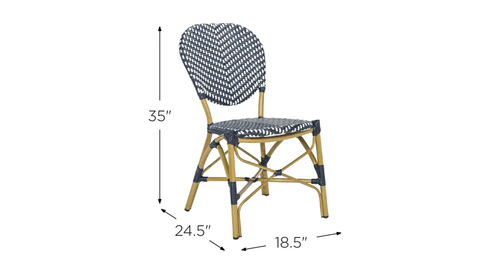 Europa Outdoor French Bistro Side Chair - Set of 2 Dimensions