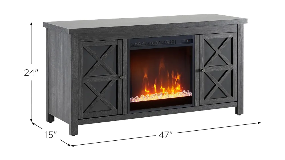 Eve TV Stand with Crystal Fireplace Dimensions