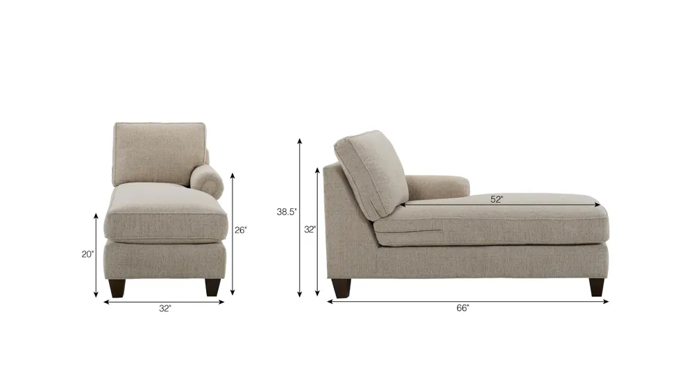 Crestwood Right Arm Facing Chaise Dimensions