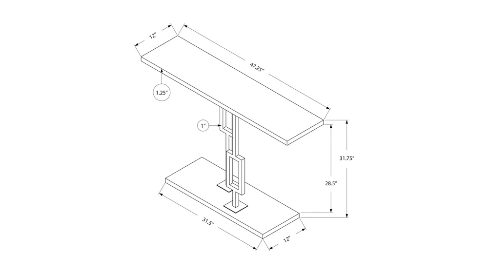 Monarch Specialties T Accent Table Dimensions