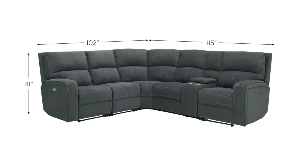 Ian 6-pc. Power Sectional w/ Power Headrest & Lumbar Dimensions