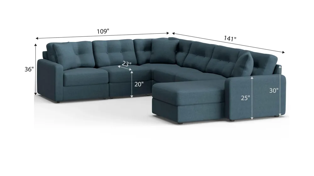 ModularOne 6-pc. Sectional Dimensions