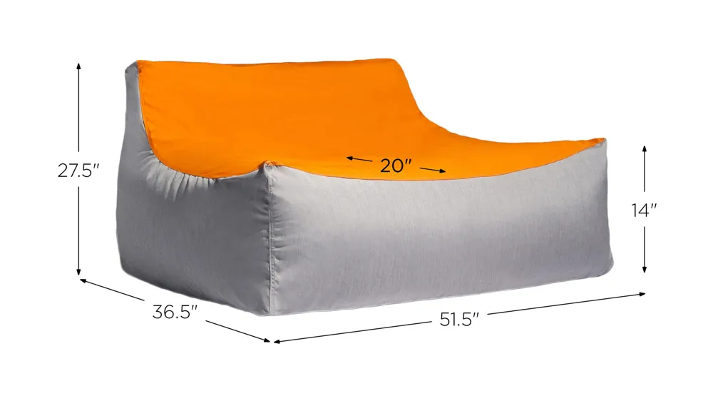 Veridiana Outdoor Bean Bag Loveseat / Modern Patio Sofa Dimensions