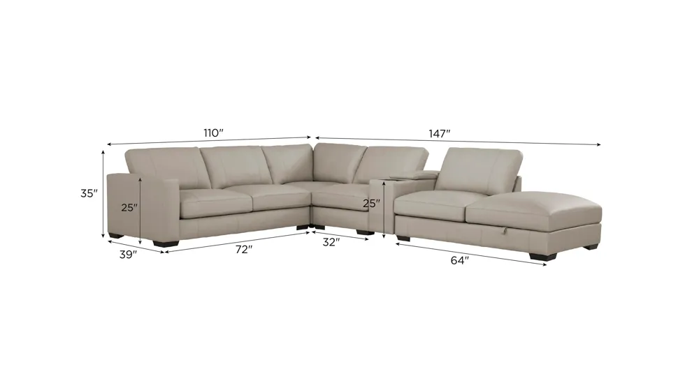 Oaklynn Leather 5-pc. Sectional | Raymour & Flanigan