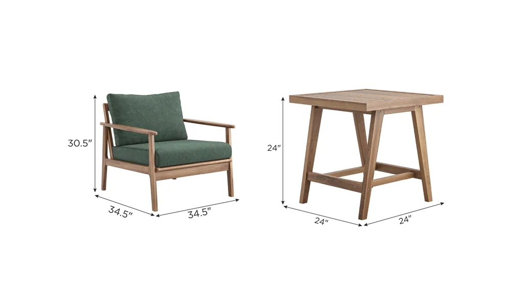 Ashton 3-pc. Outdoor Patio Set Dimensions