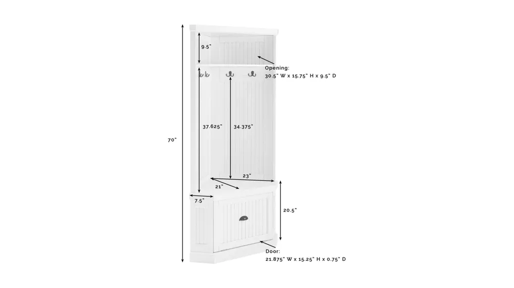 Seaside Corner Hall Tree Dimensions