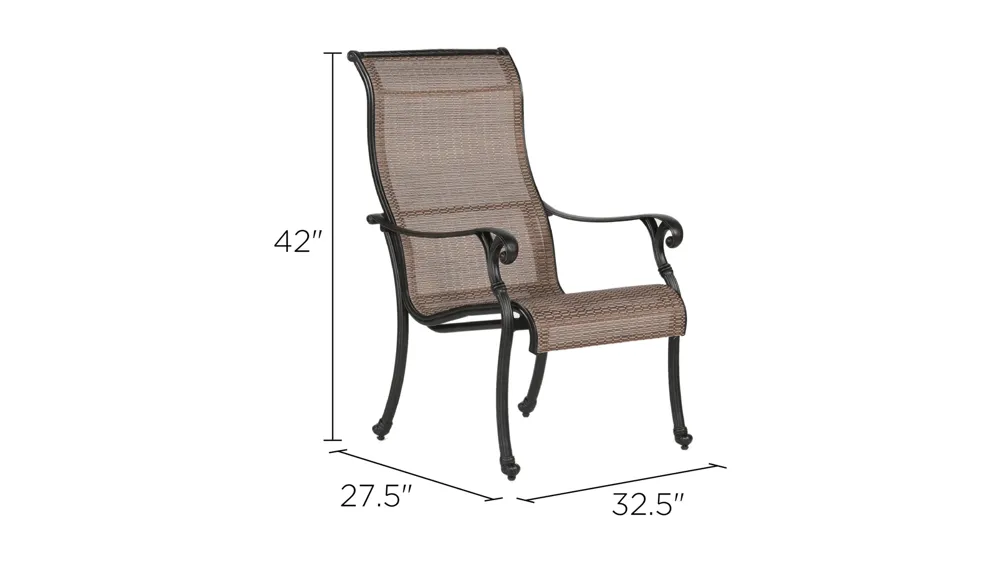 Castle Rock Outdoor Sling Dining Chair, Set of 2 Dimensions