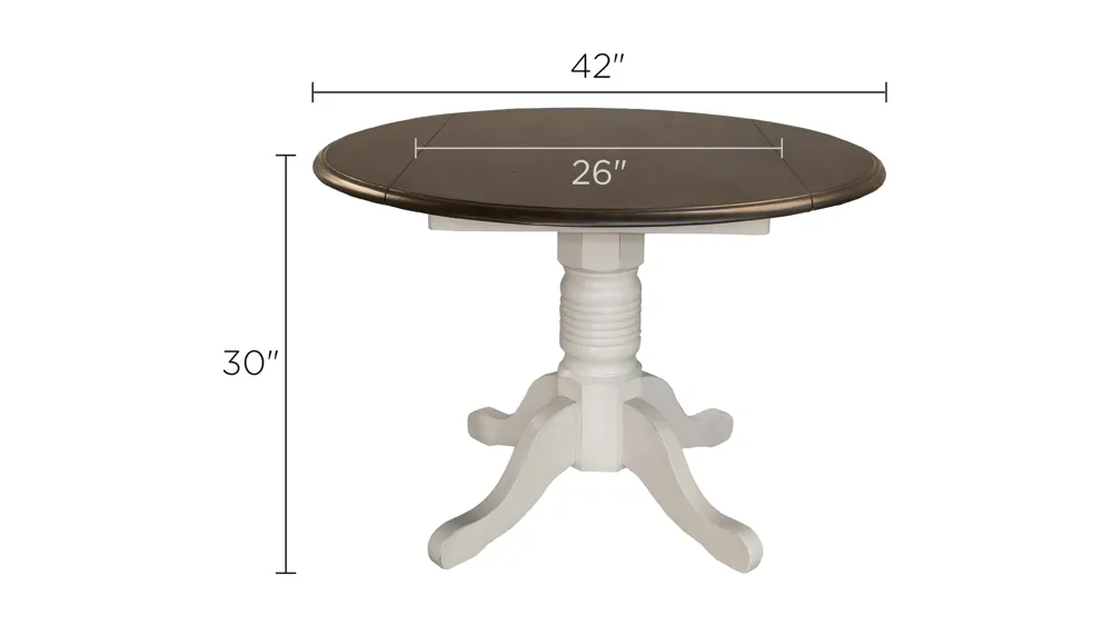 British Isles Round Double Drop-Leaf Dining Table Dimensions