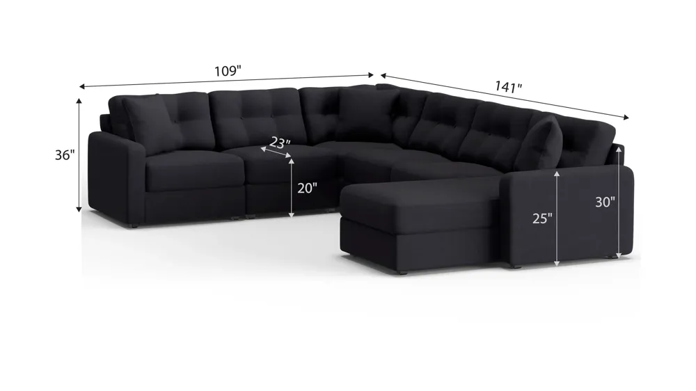 ModularOne 6-pc. Sectional Dimensions