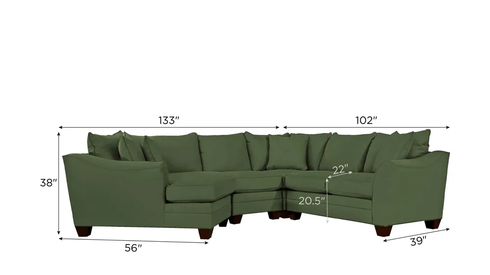 Foresthill 4-pc. Left Hand Cuddler Sectional Sofa Dimensions