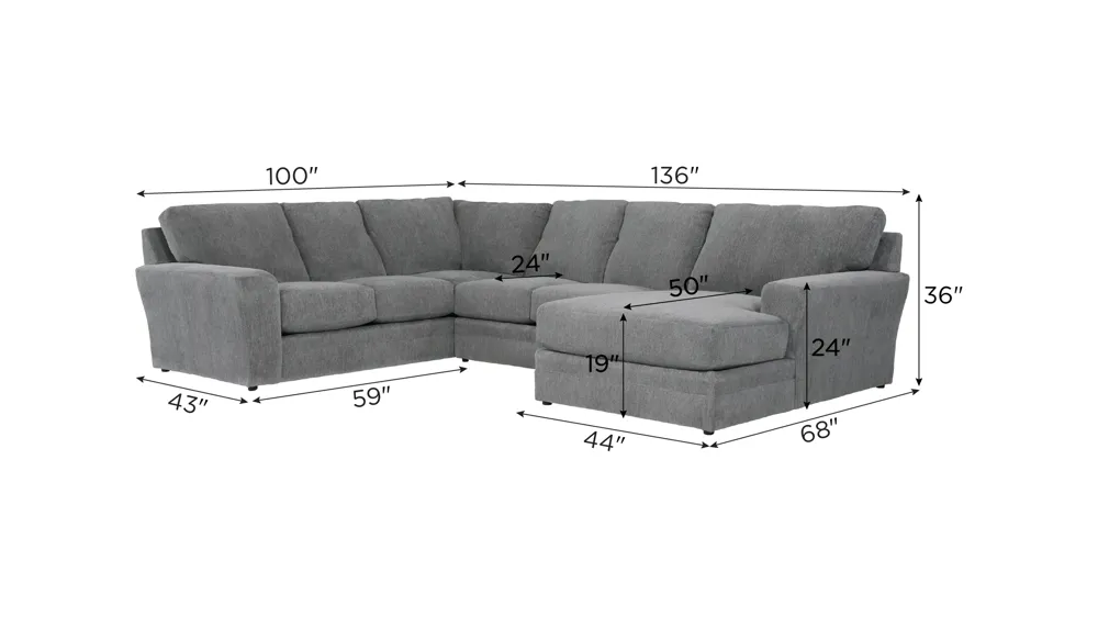Kristoff 3-pc. Sectional Dimensions