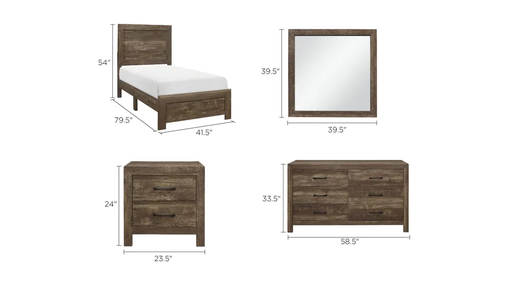 Bijou 4-pc. Panel Bedroom Set Dimensions