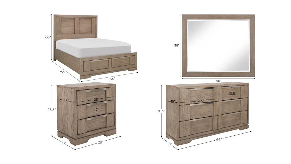 Lorelai 4-pc. Bedroom Set Dimensions