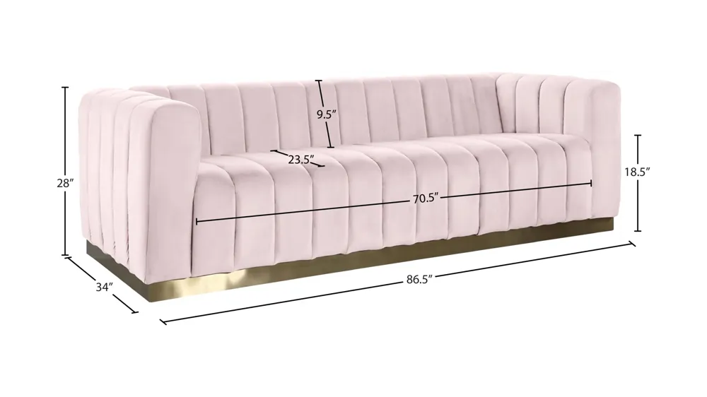 Marlon Velvet Sofa Dimensions