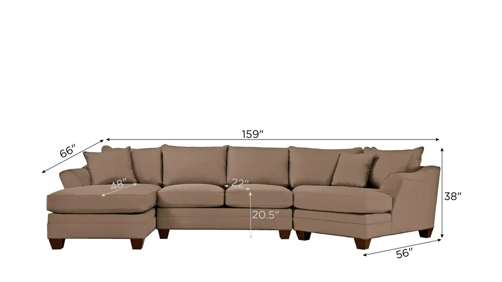 Foresthill 3-pc. Left Hand Facing Sectional Sofa Dimensions