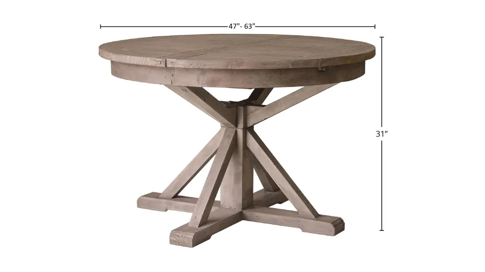 Irish Coast Round 47/63" Extension Dining Table - Rustic Sundried Dimensions