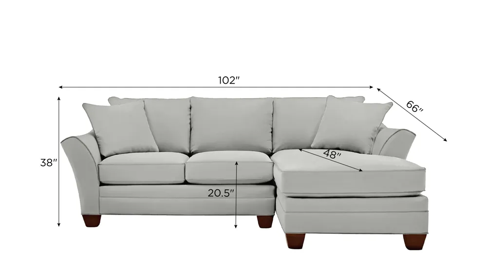 Foresthill 2-pc. Right Hand Chaise Sectional Sofa Dimensions