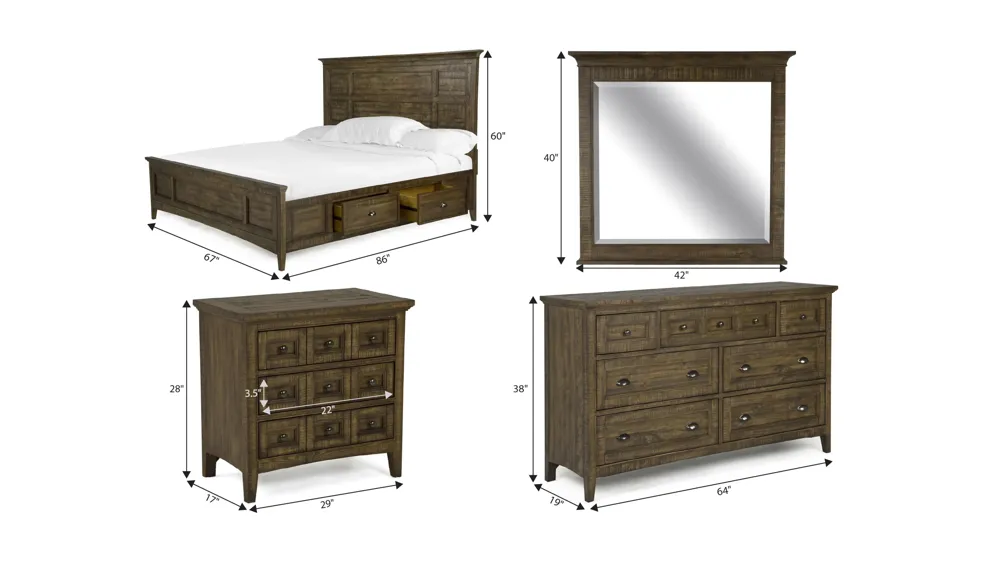 Ivy Ridge 4-pc. Platform Storage Bedroom Set Dimensions