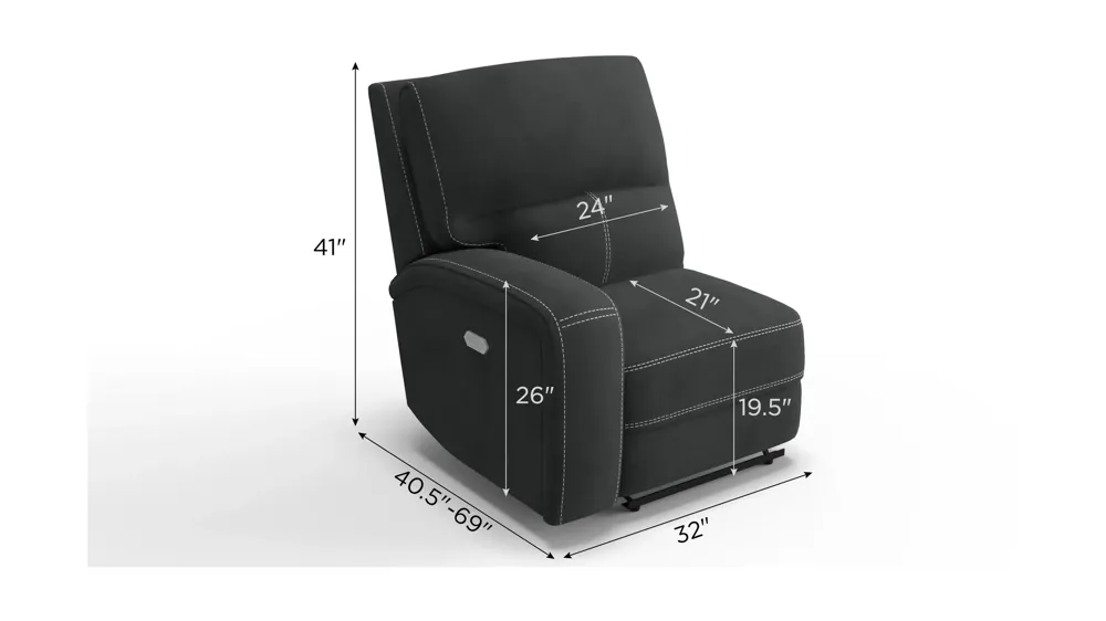 Ian Left Arm Facing Triple Power Recliner Dimensions