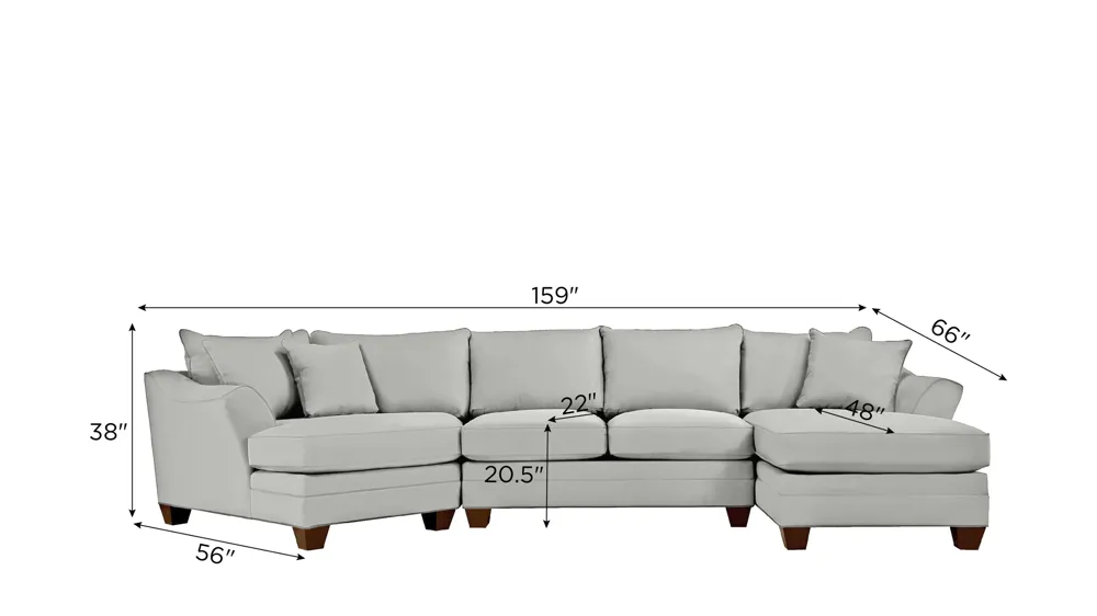 Foresthill 3-pc. Right Hand Facing Sectional Sofa Dimensions