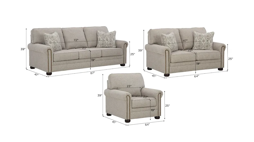 Gaelon Living Room Set Dimensions