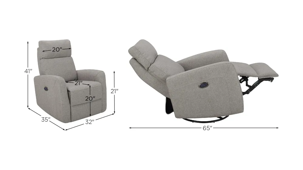 Ella Marie Triple Power Swivel Glider Recliner Dimensions