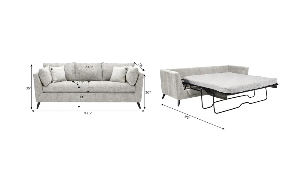 Causo Queen Sleeper Sofa Dimensions