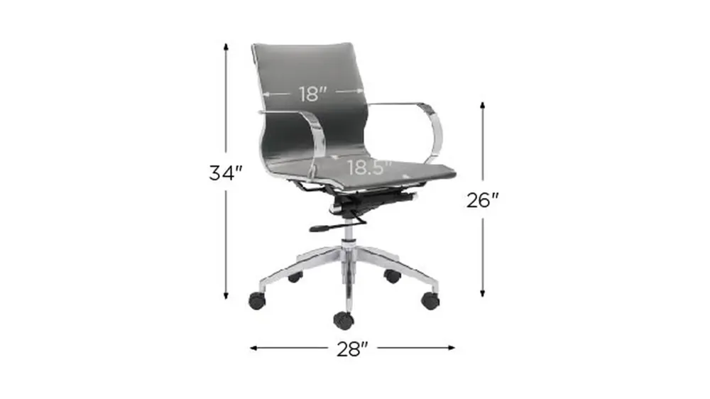 Glider Low Back Office Chair Dimensions