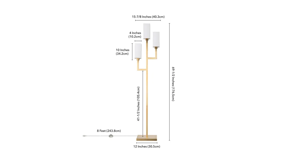 Amir Square Base Torchiere Floor Lamp Dimensions