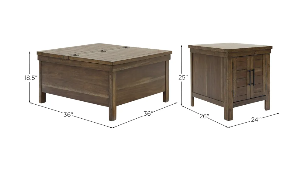 Montana 3-pc. Occasional Tables Dimensions