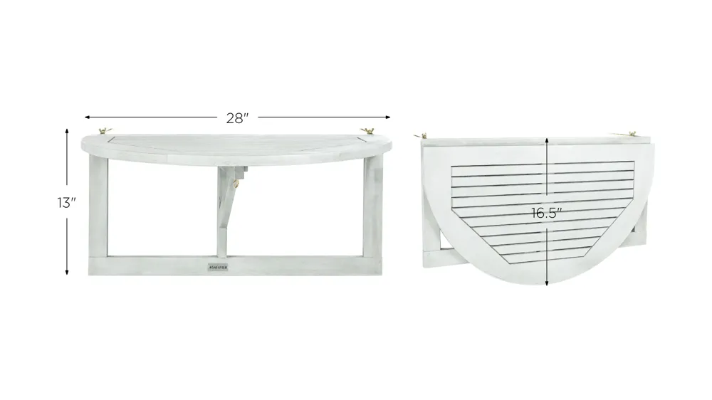 Bishop Outdoor Balcony Hanging Half Table Dimensions