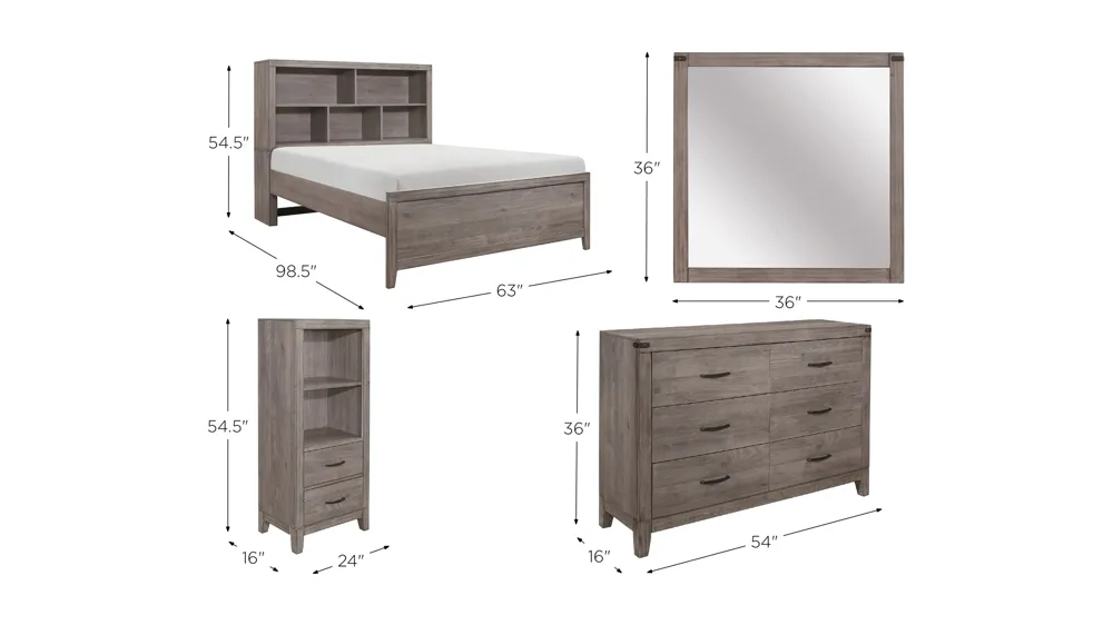 Lorenzi 5-pc. Storage Bedroom Set Dimensions