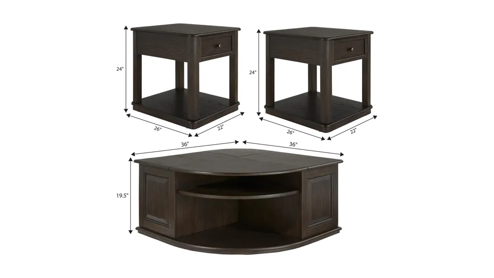 Falvey 3 pc. Occasional Set Dimensions