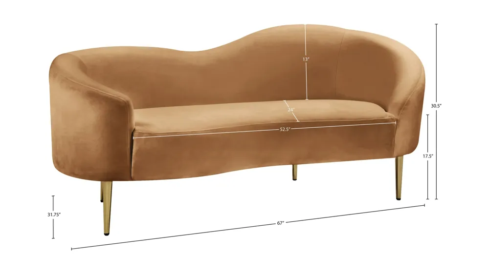 Ritz Velvet Loveseat Dimensions