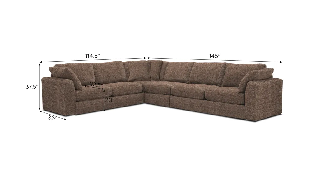 Nappily 4-pc. Sectional Dimensions